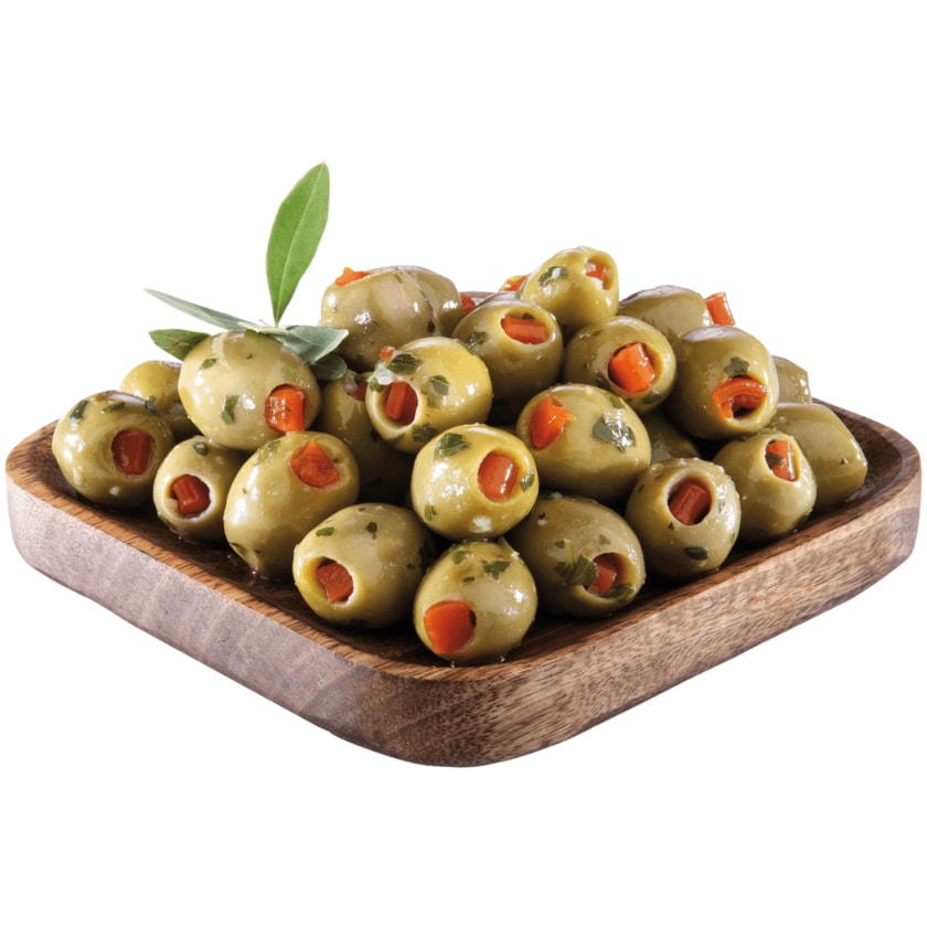 Grüne Mammut Oliven mit Paprika ca. 100g